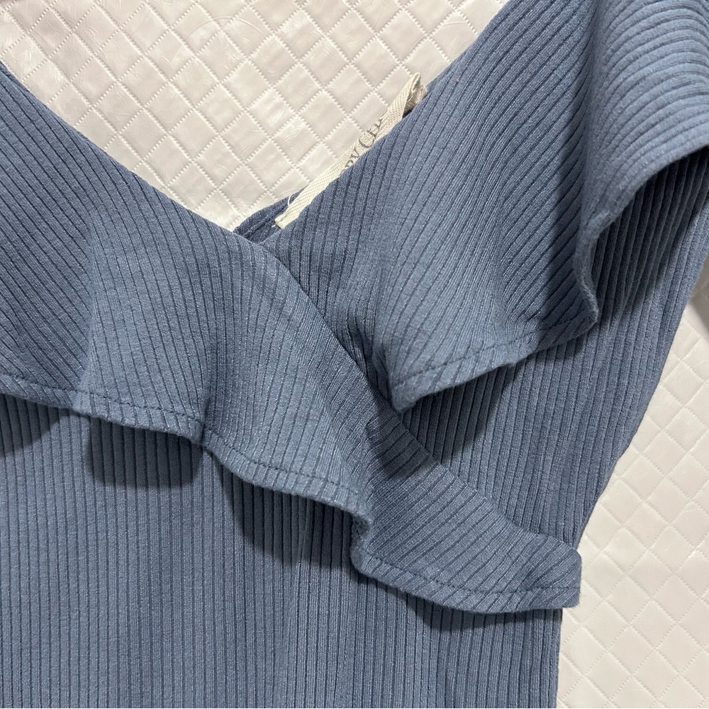Shabby Chic Blue Ruffled Bodysuit - Picture 7 of 7